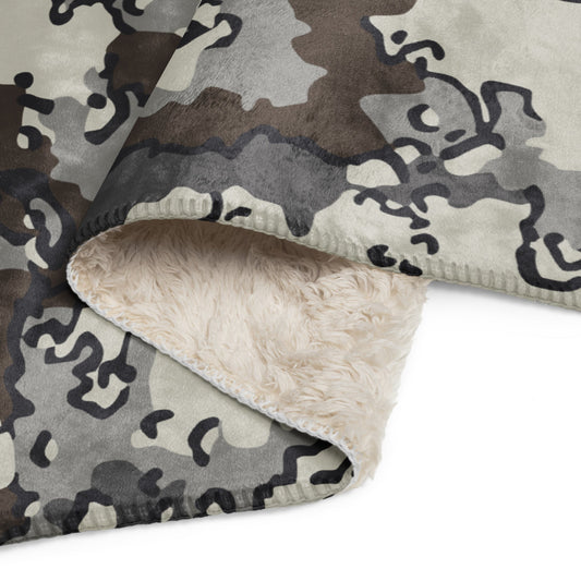 Alaska Chocolate Chip Tundra CAMO Sherpa Blanket