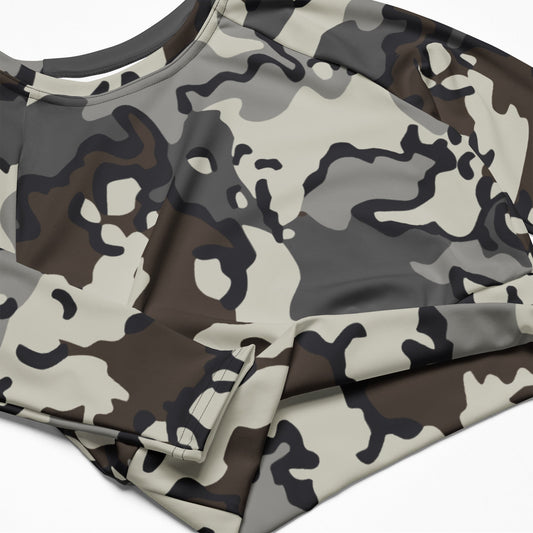 Alaska Chocolate Chip Tundra CAMO Womens Long-Sleeve Crop Top