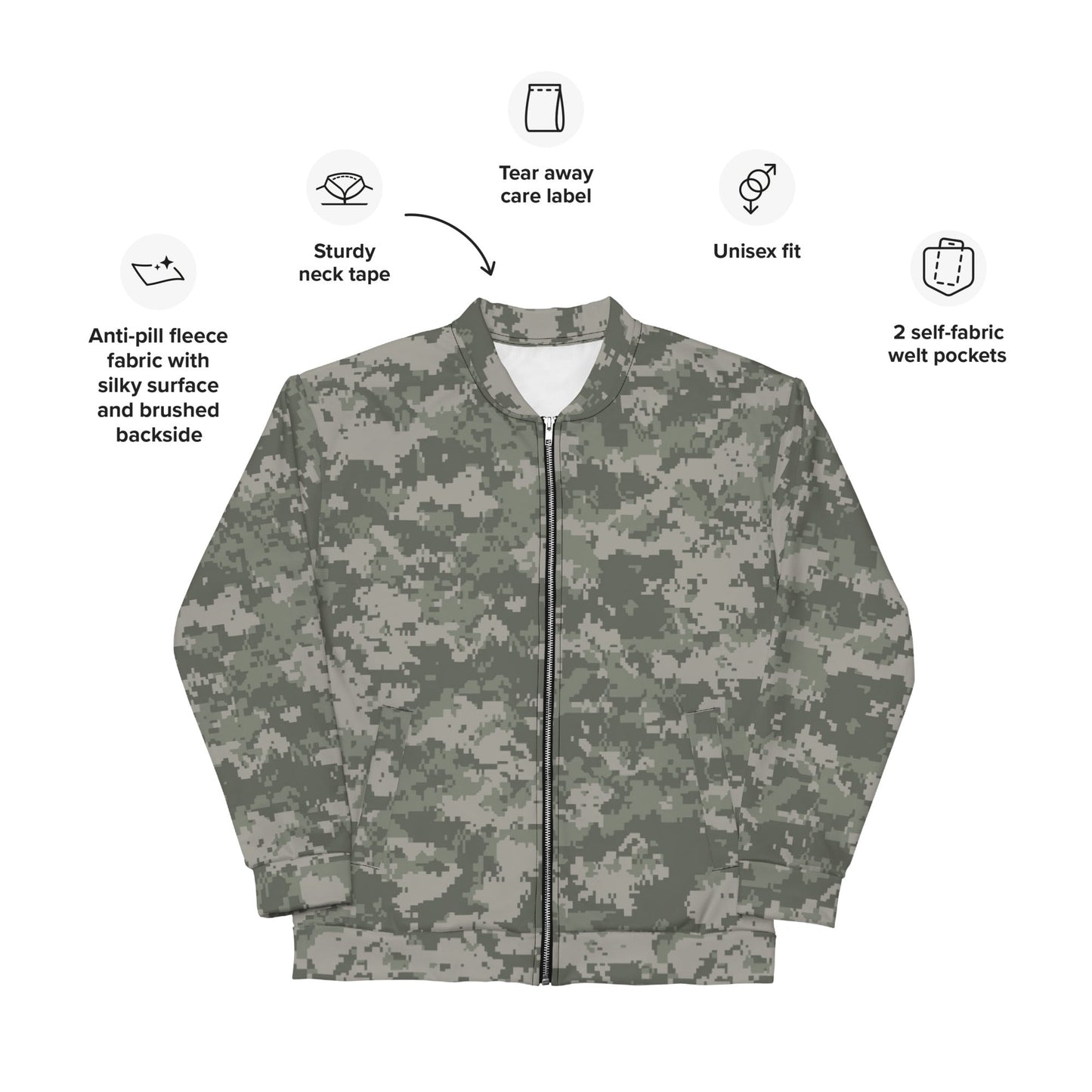 American Digital Army Combat Uniform (ACU) CAMO Unisex Bomber Jacket - Jackets
