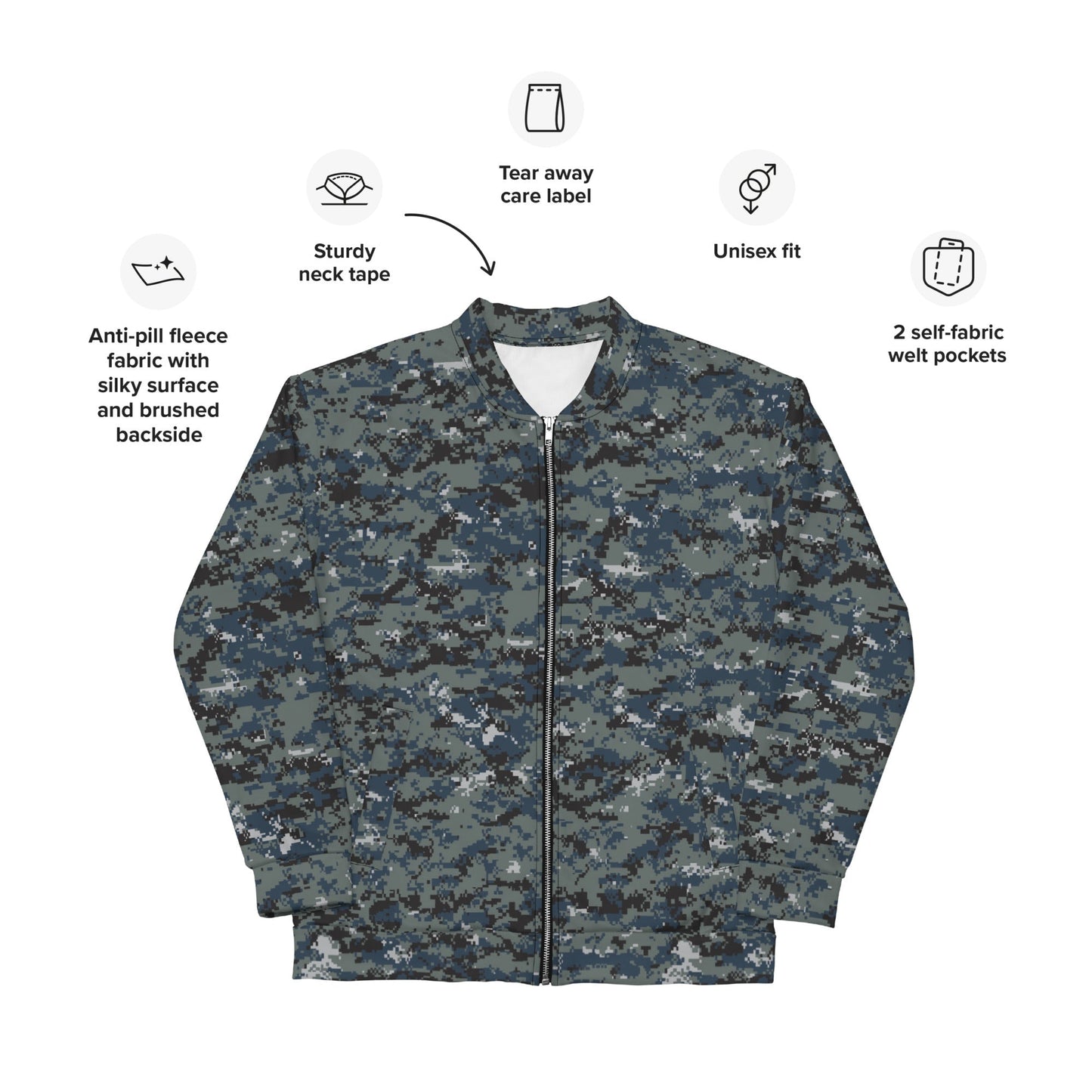American Digital Blueberry CAMO Unisex Bomber Jacket - Jackets