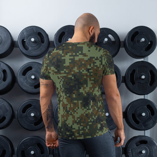 American Digital Dual-Tex Woodland CAMO Mens athletic t-shirt - Athletic T-Shirts