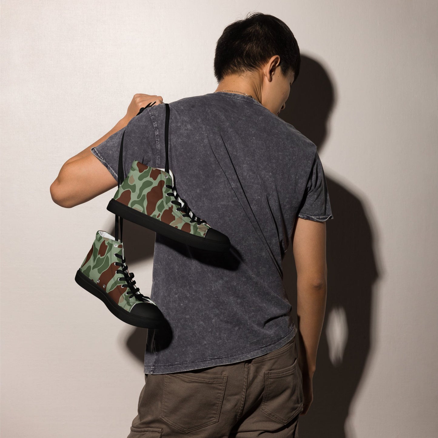 American Frog Skin Raider CAMO Mens high top canvas shoes - High Top Canvas Shoes
