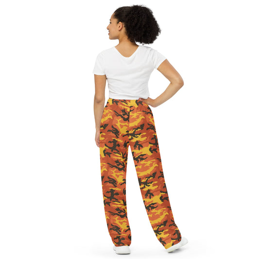 American M81 Savage Orange Hunting CAMO unisex wide-leg pants - Wide-leg Pants