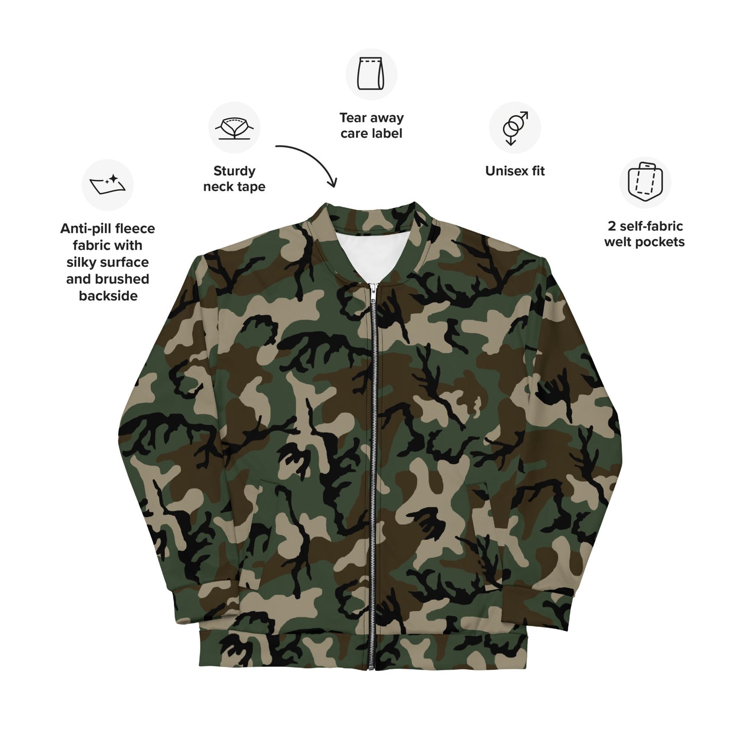 American M81 Woodland CAMO Unisex Bomber Jacket - Jackets
