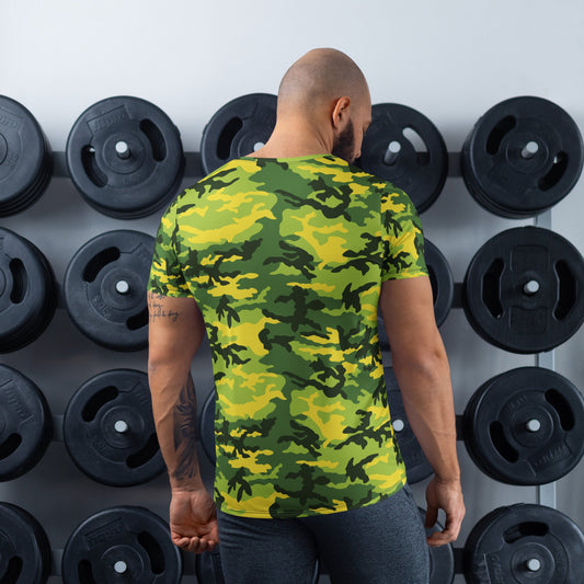 American M81 Yellow Jacket Safety CAMO Mens athletic t-shirt - Athletic T-Shirts