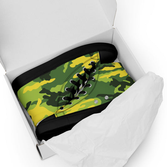 American M81 Yellow Jacket Safety CAMO Mens high top canvas shoes - High Top Canvas Shoes