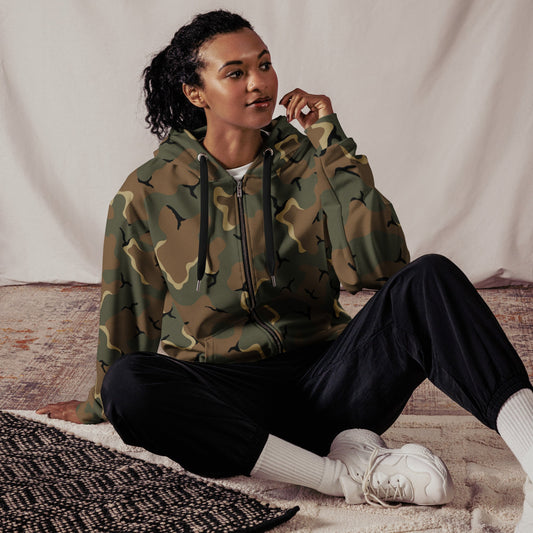 American MERDC Vehicle Woodland CAMO Unisex zip hoodie - Zip Hoodies