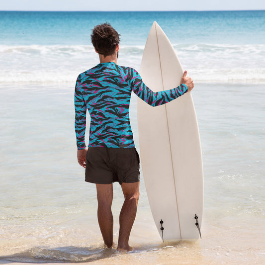American Miami Vice Tiger Stripe CAMO Mens Long-Sleeve Rash Guard