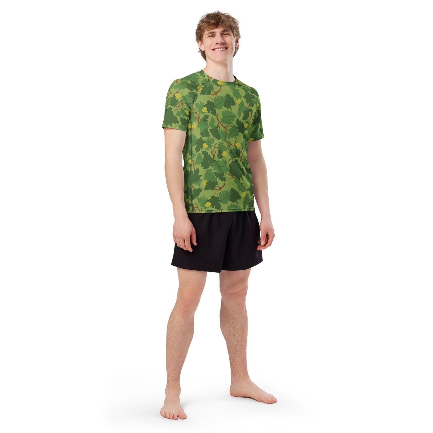 American Mitchell Wine Leaf Green CAMO Mens Short-Sleeve Rash Guard - Short-sleeve Guards