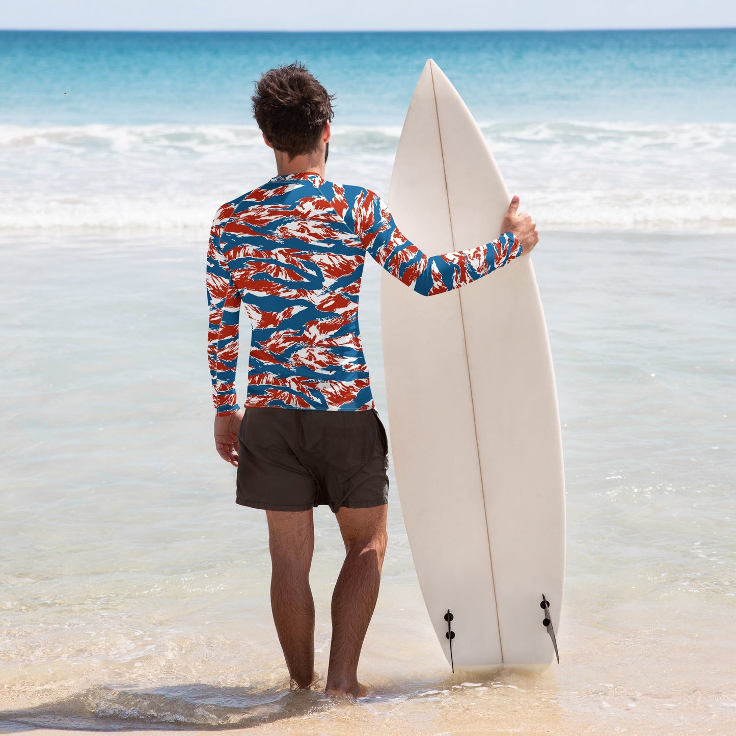 American Patriot Tiger Stripe CAMO Mens Long-Sleeve Rash Guard