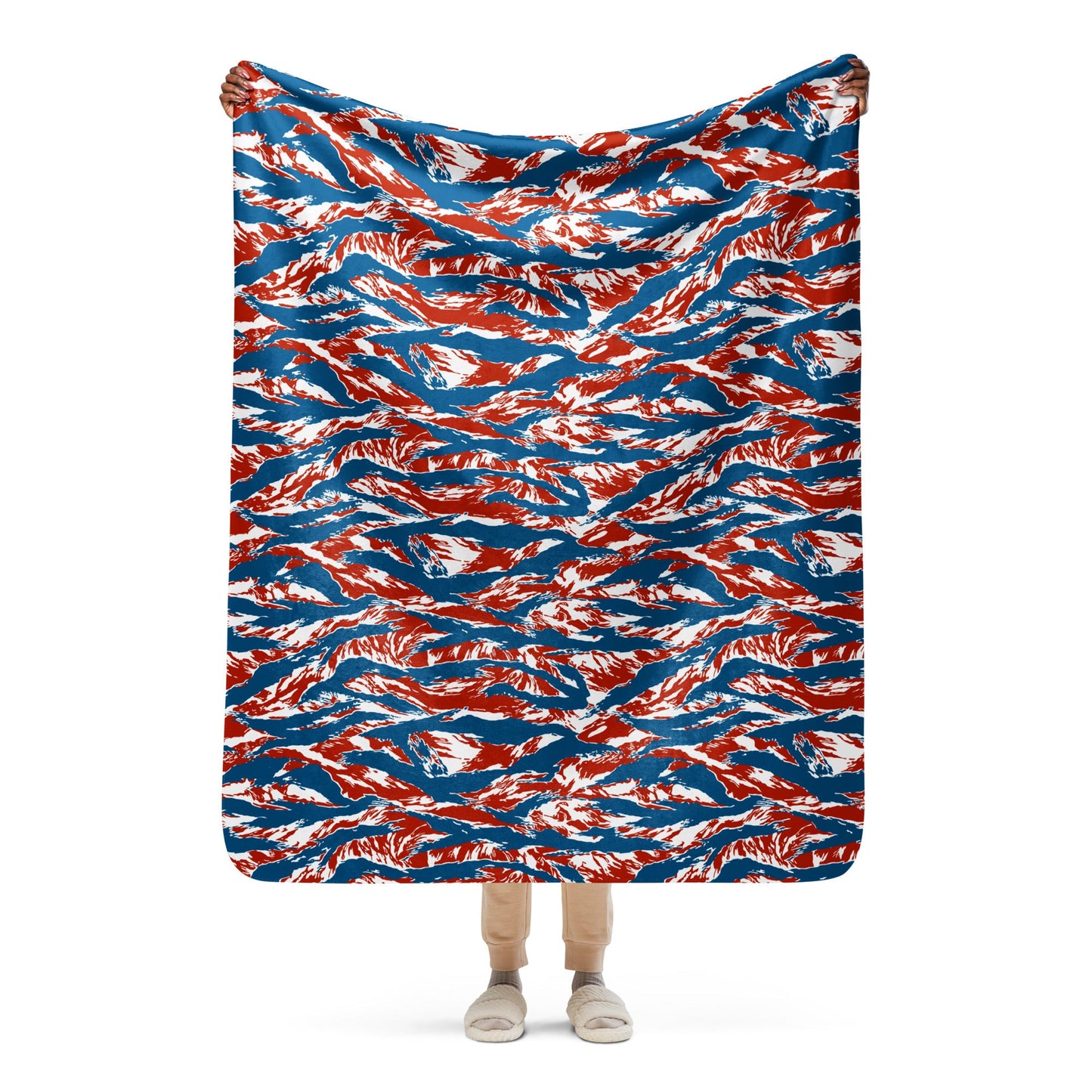 American Patriot Tiger Stripe CAMO Sherpa Blanket - 50″×60″