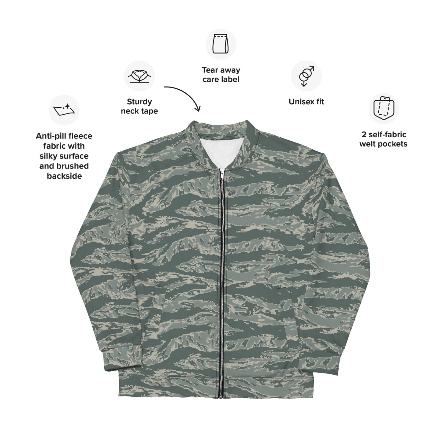 American Tiger Stripe Airman Battle Uniform (ABU) CAMO Unisex Bomber Jacket - Jackets