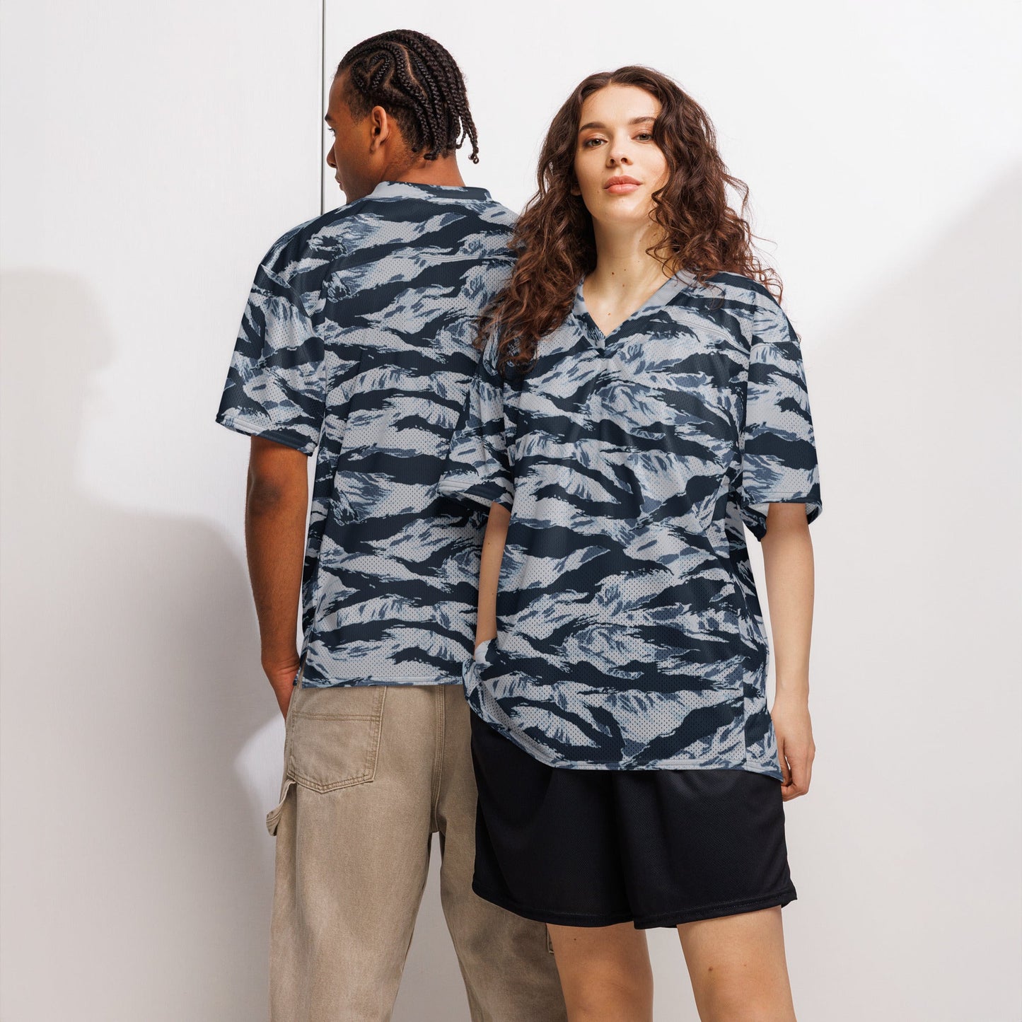 American Tiger Stripe Blue Frost CAMO Unisex Football Jersey