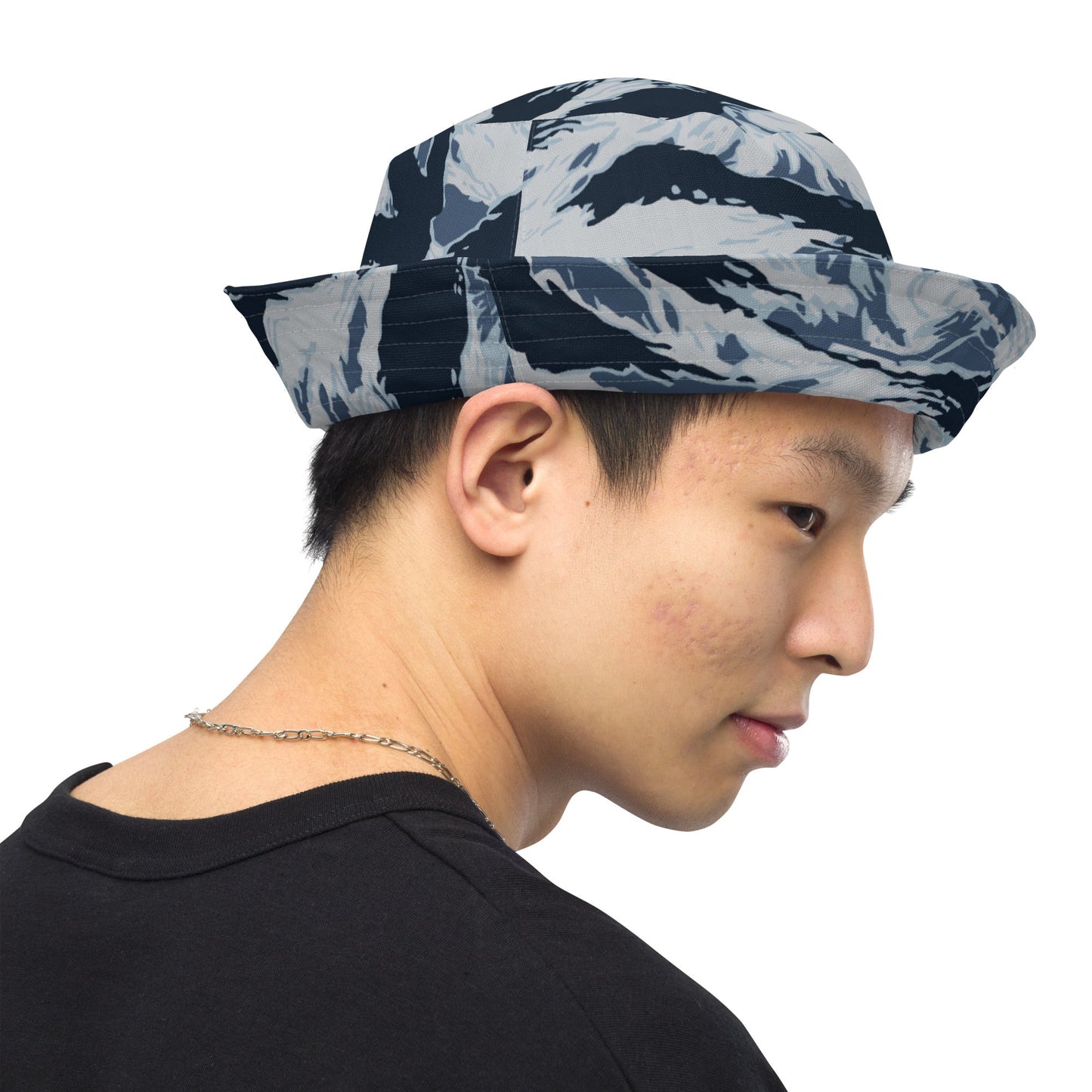 American Tiger Stripe Blue Frost CAMO Reversible bucket hat - Bucket Hats