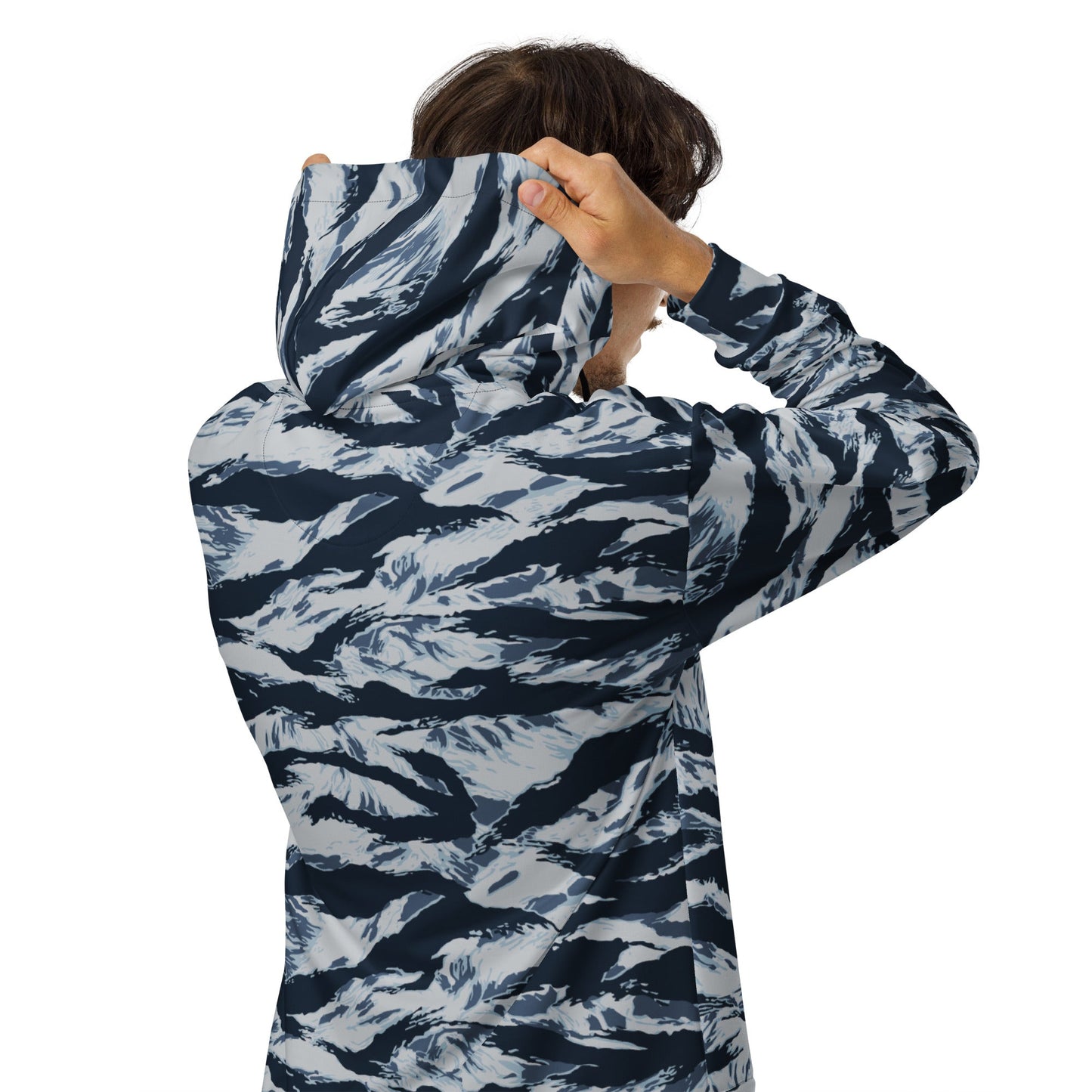 American Tiger Stripe Blue Frost CAMO Unisex zip hoodie - Zip Hoodies