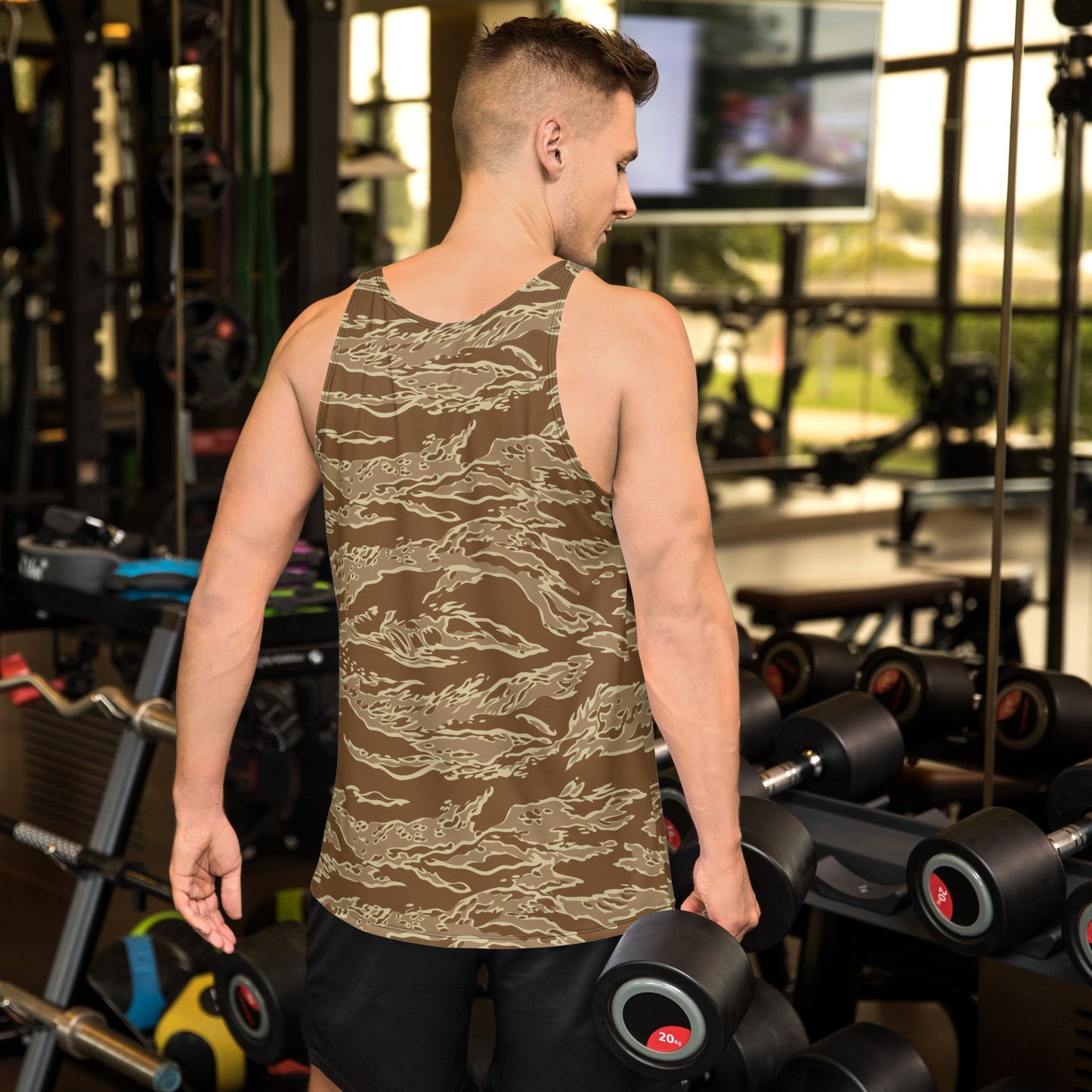 American Tiger Stripe Desert CAMO Unisex Tank Top - Tops