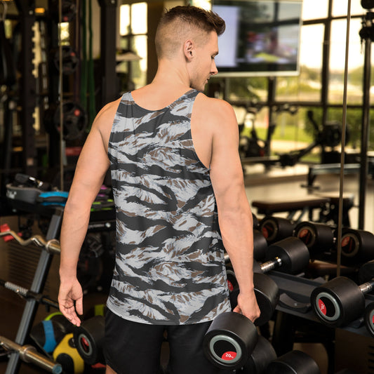 American Tiger Stripe Frostbite CAMO Unisex Tank Top - Tops