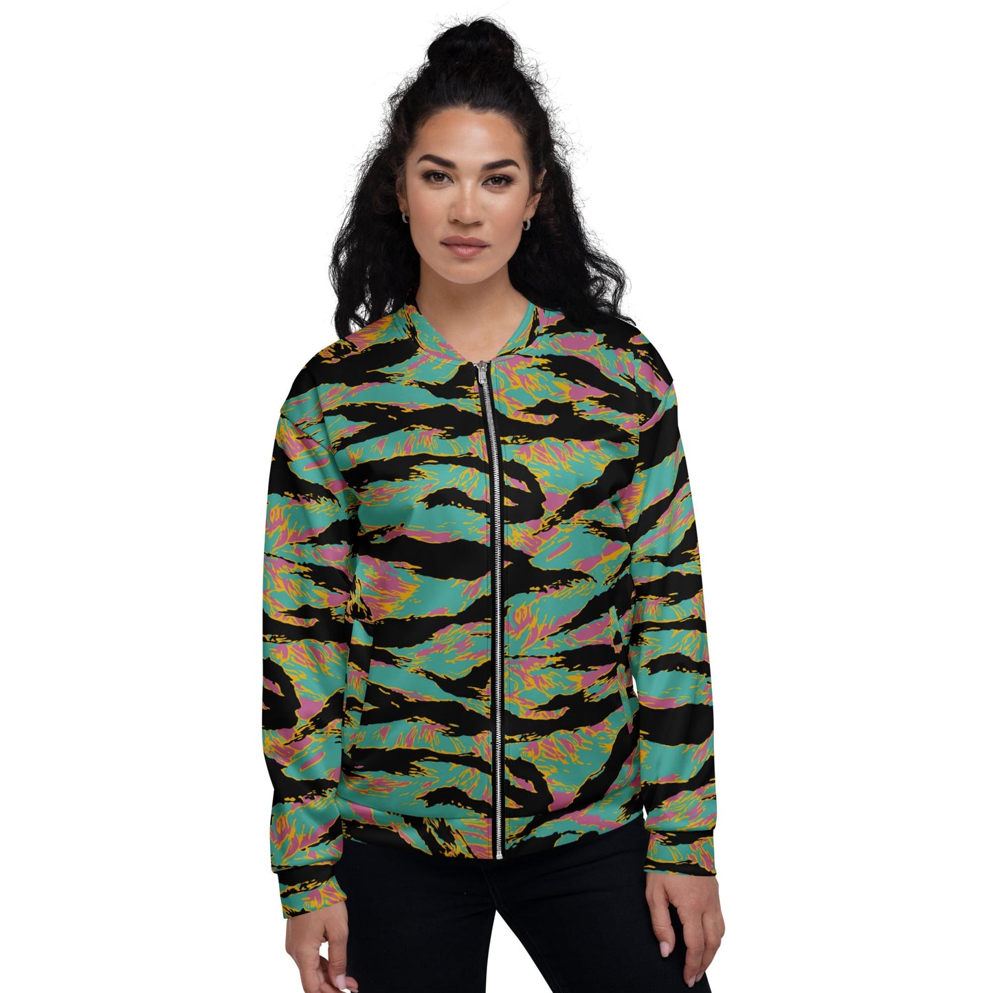 American Tiger Stripe Miami Sunset CAMO Unisex Bomber Jacket - Jackets