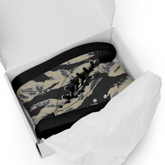 American Tiger Stripe Urban Rubble CAMO Mens high top canvas shoes - High Top Canvas Shoes