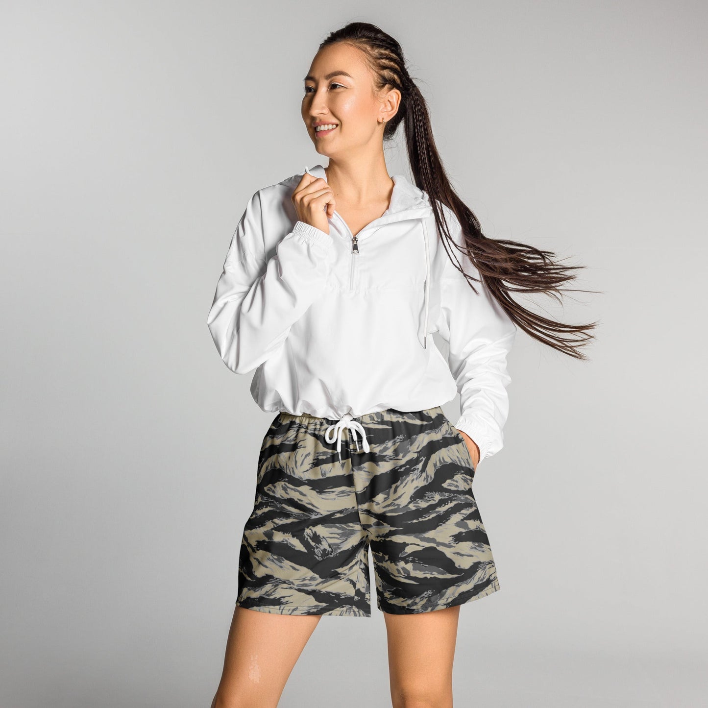 American Tiger Stripe Urban Rubble CAMO Unisex Athletic Long Shorts