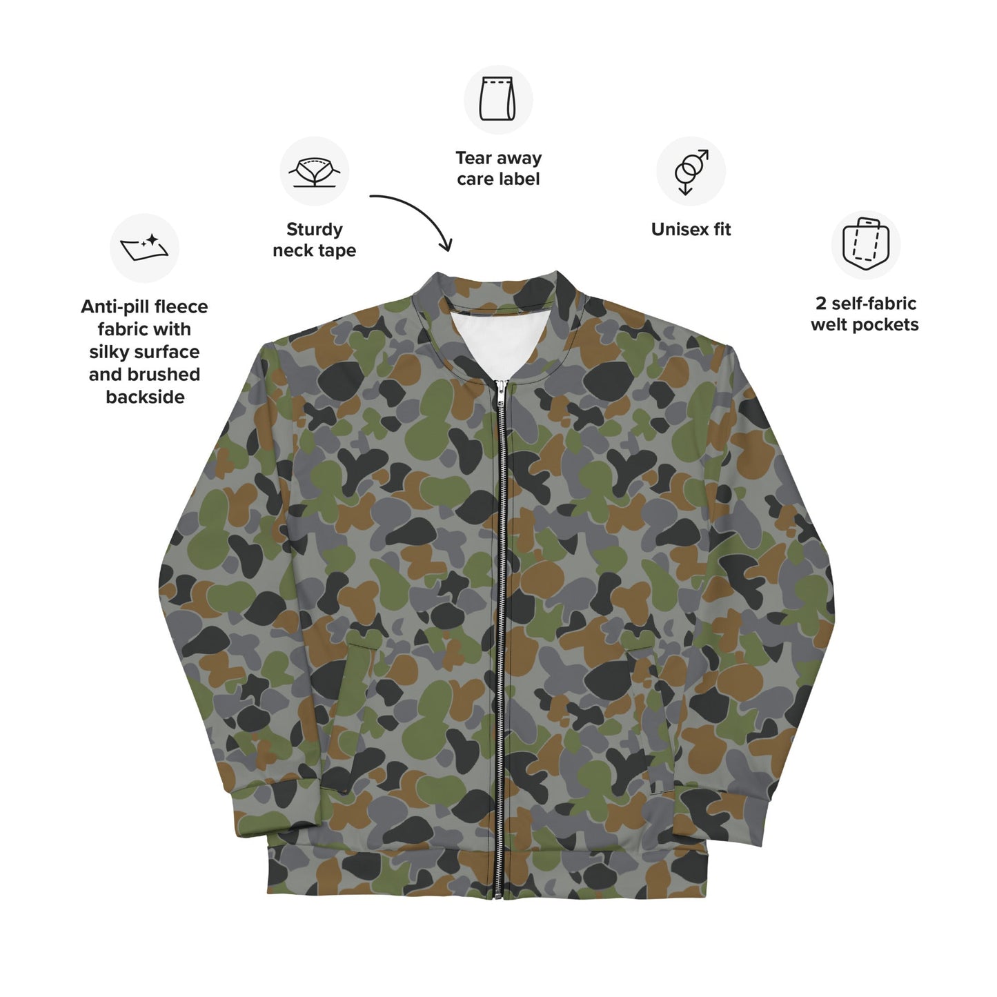 Australian AUSCAM Air Force Disruptive Pattern Uniform (AFDPU) CAMO Unisex Bomber Jacket - Jackets