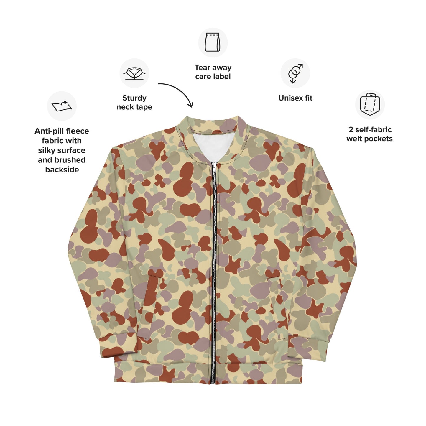 Australian AUSCAM Disruptive Pattern Desert Uniform (DPDU) MK2 CAMO Unisex Bomber Jacket - Jackets