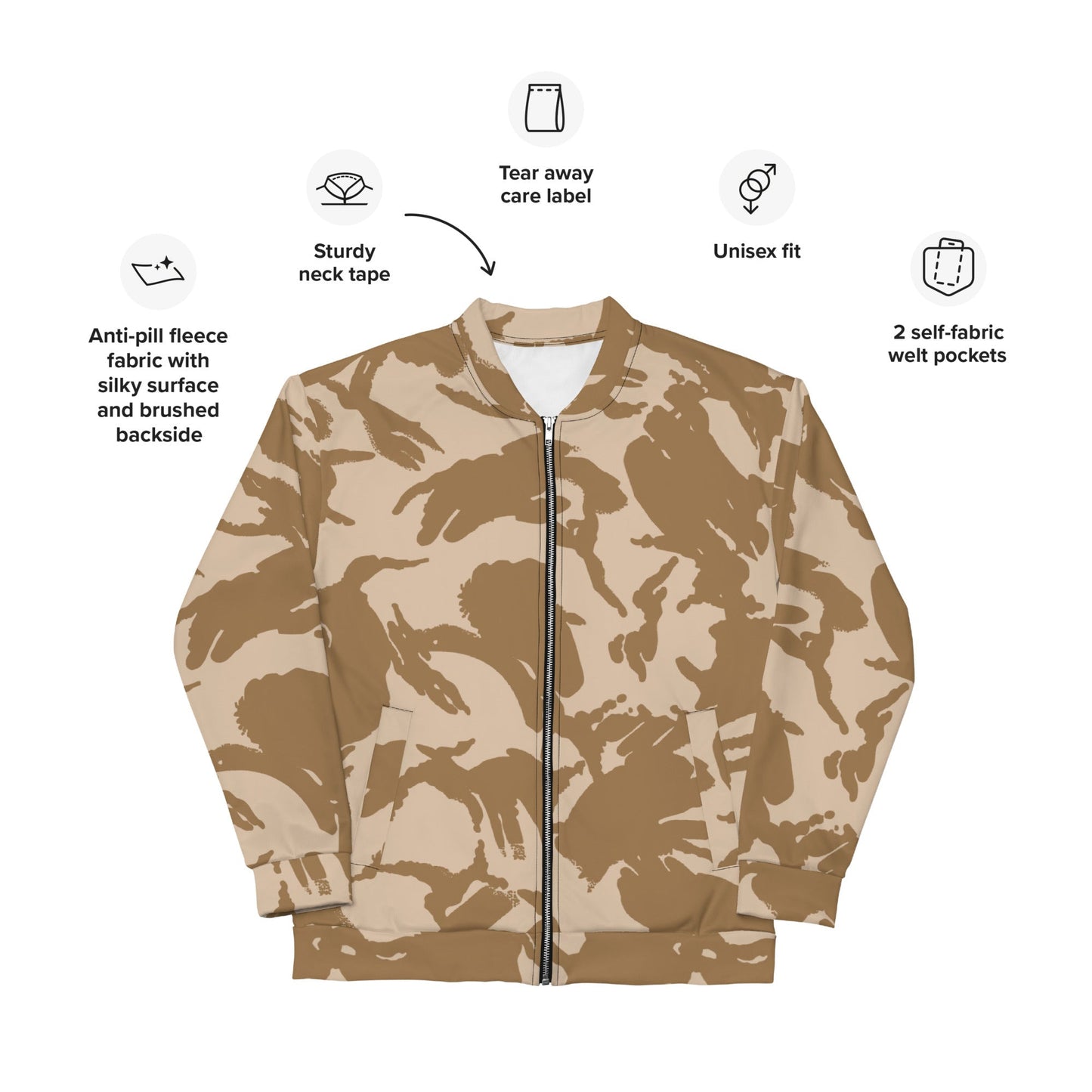 British DPM Desert CAMO Unisex Bomber Jacket - Jackets