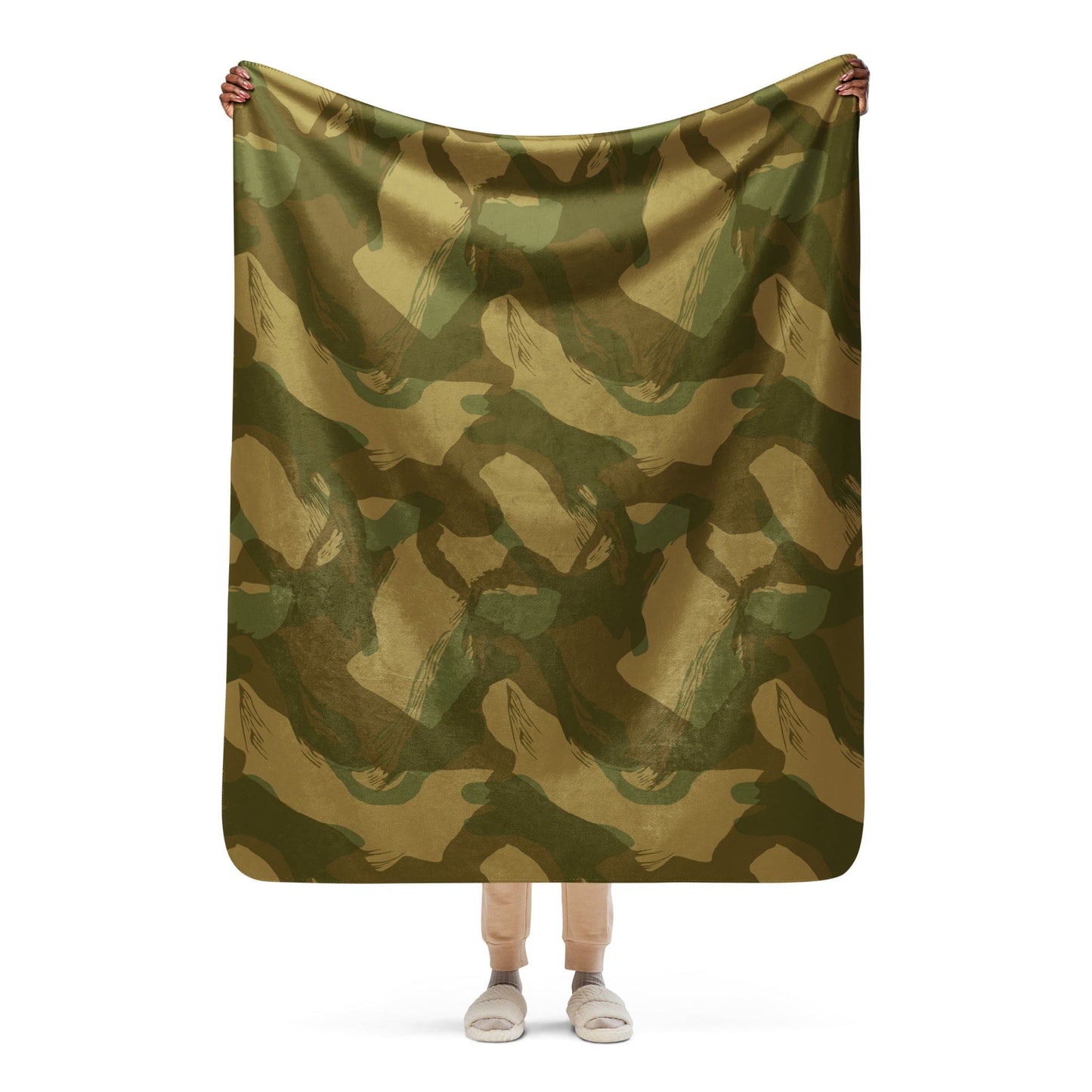British Denison Airborne CAMO Sherpa blanket - 50″×60″ - Blankets