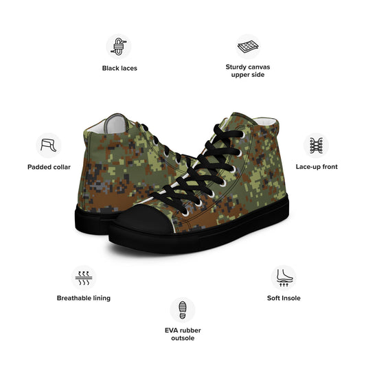 Bulgarian Digital Flecktarn CAMO Mens high top canvas shoes - High Top Canvas Shoes
