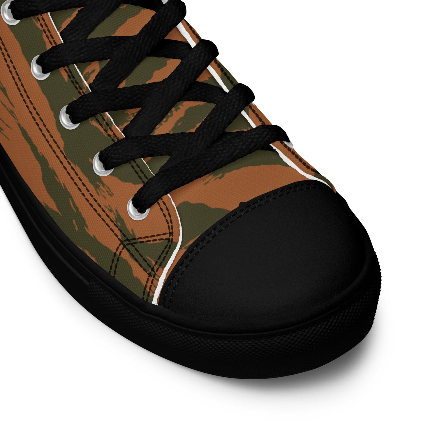 Burkina Faso Tiger Stripe Orange CAMO Mens high top canvas shoes - High Top Canvas Shoes