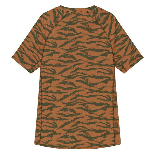 Burkina Faso Tiger Stripe Orange CAMO Mens Short-Sleeve Rash Guard - Short-sleeve Guards
