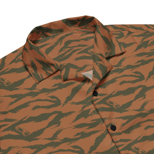 Burkina Faso Tiger Stripe Orange CAMO Unisex button shirt - Button Shirts