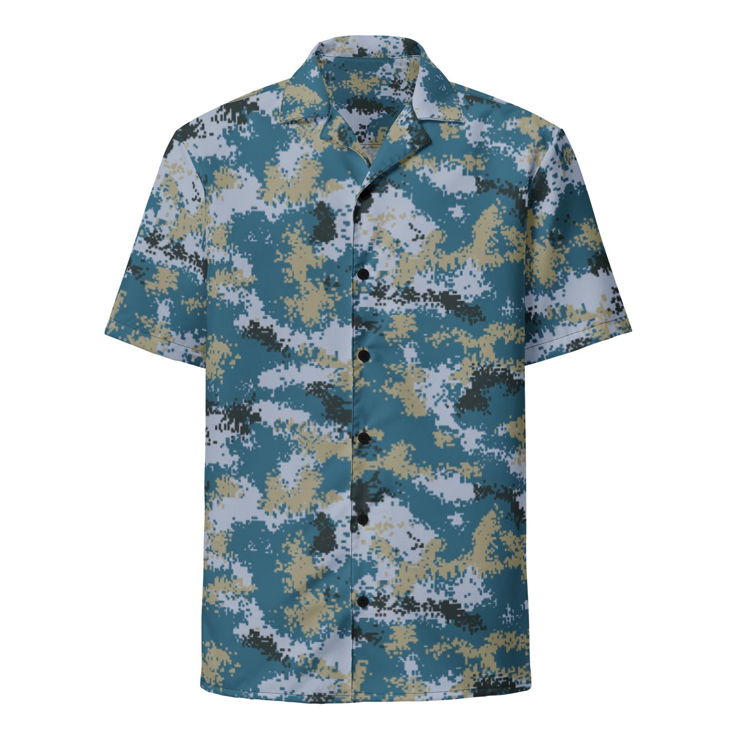 Chinese Digital Type 07 Ocean CAMO Unisex Short-Sleeve Button Shirt