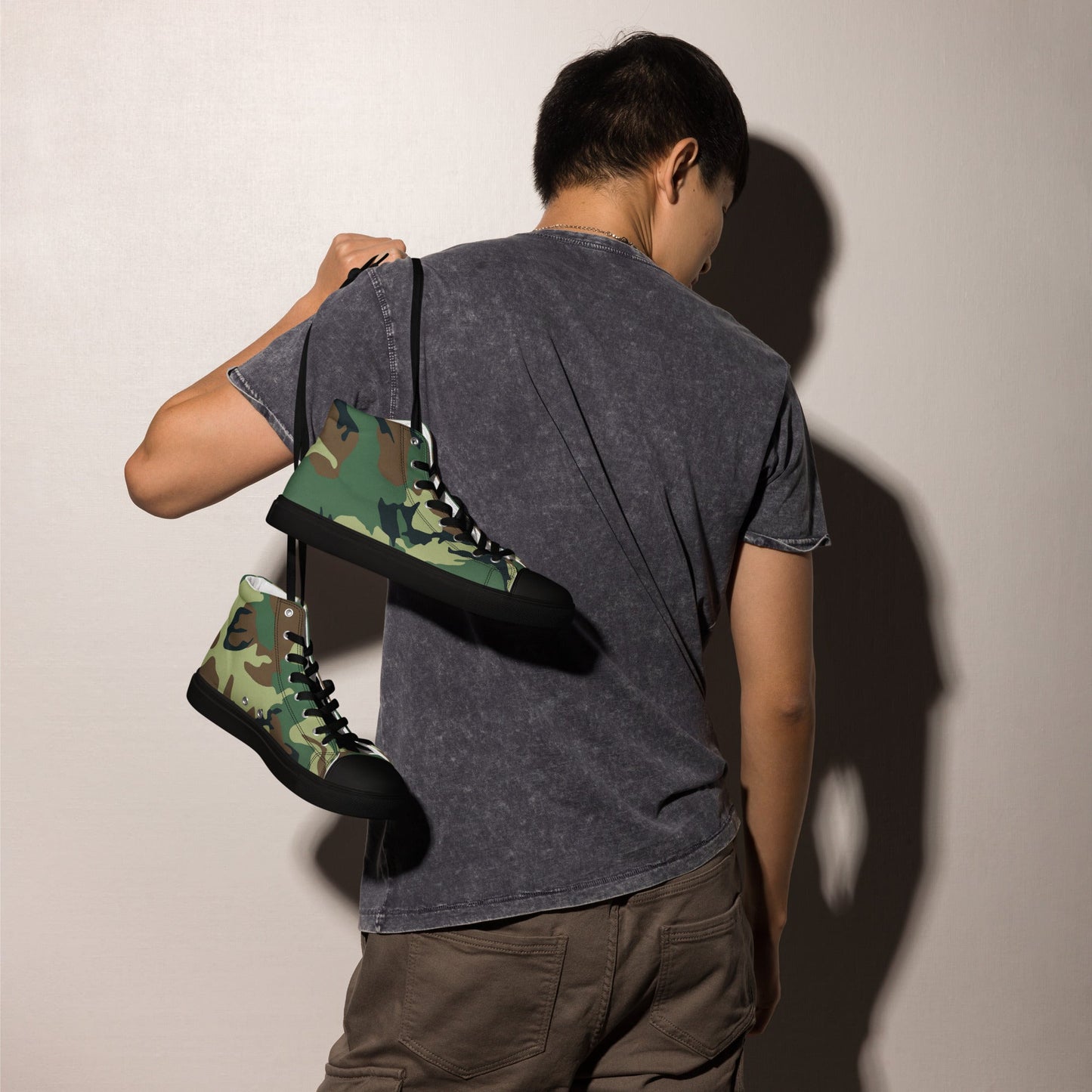 Chinese Type 99 Woodland CAMO Mens high top canvas shoes - High Top Canvas Shoes