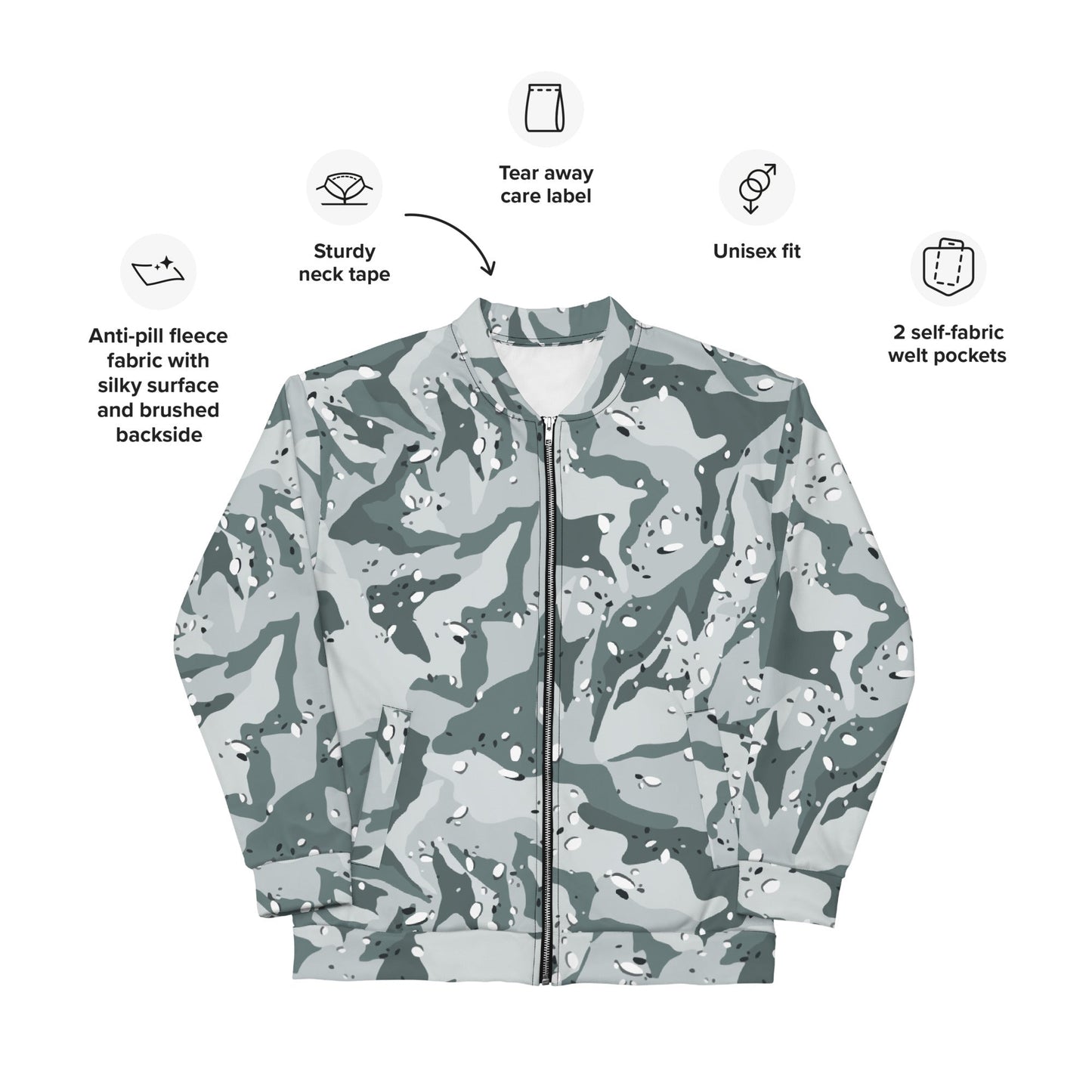 Chocolate Chip Arctic CAMO Unisex Bomber Jacket - Jackets