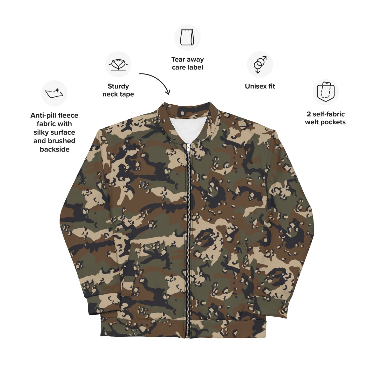 Chocolate Chip Woodland CAMO Unisex Bomber Jacket