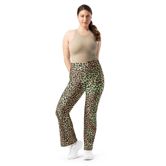 Congo (Zaire) Leopard Spot CAMO Womens Flare Leggings