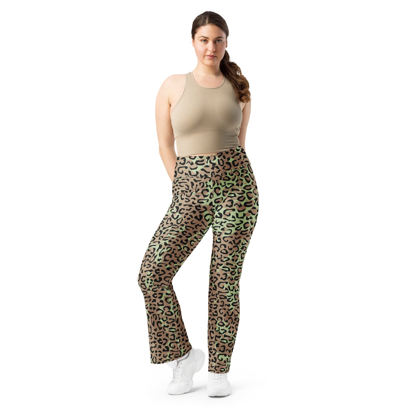 Congo (Zaire) Leopard Spot CAMO Womens Flare Leggings