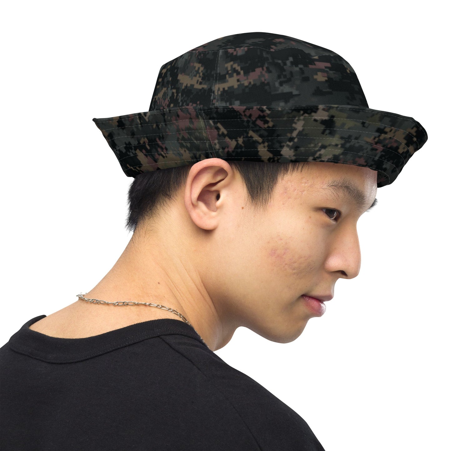 Digital Black Night Rust CAMO Reversible bucket hat - Bucket Hats
