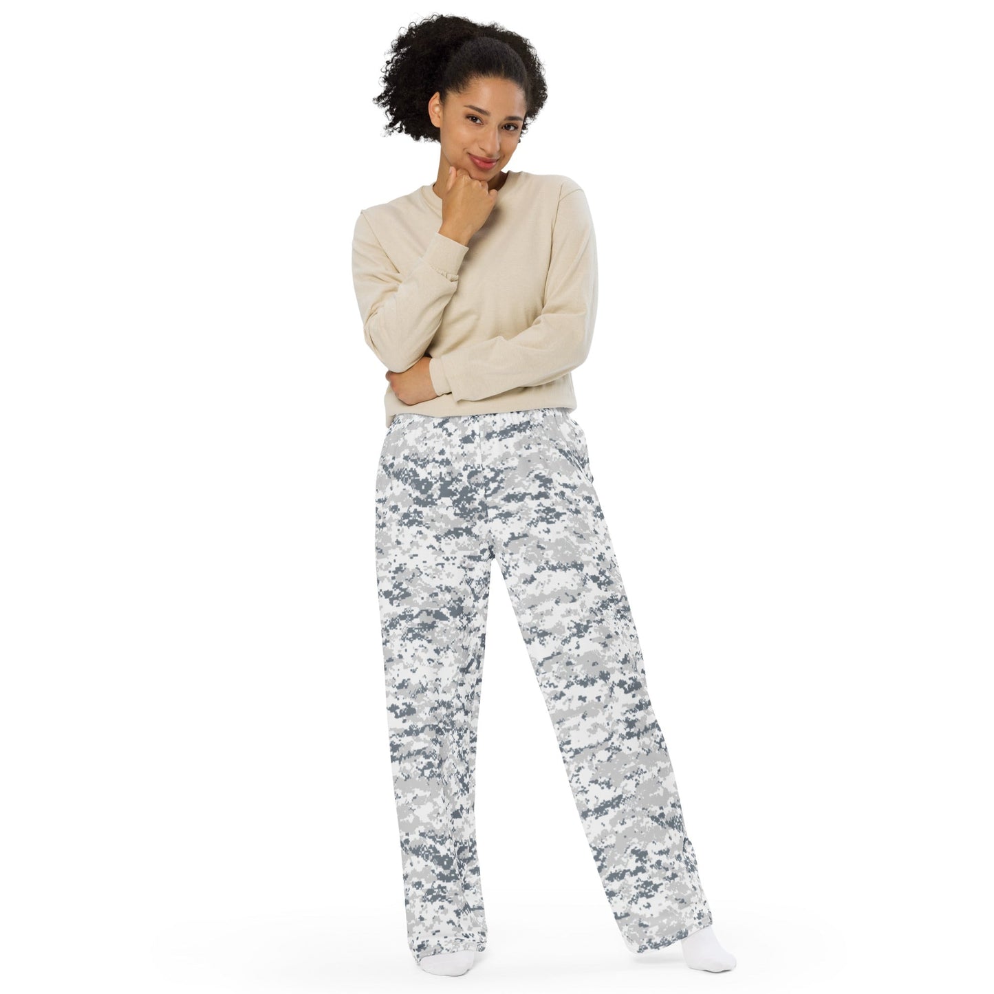 Digital Snow CAMO unisex wide leg pants Wide Pants