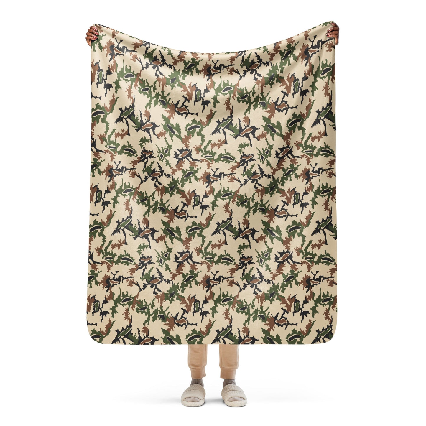 Egyptian Scrambled Eggs Desert CAMO Sherpa Blanket - 50″×60″