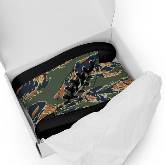 Equador Tiger Stripe Orange CAMO Mens High-Top Canvas Shoes