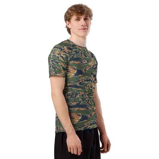 Equador Tiger Stripe Orange CAMO Mens Short-Sleeve Rash Guard