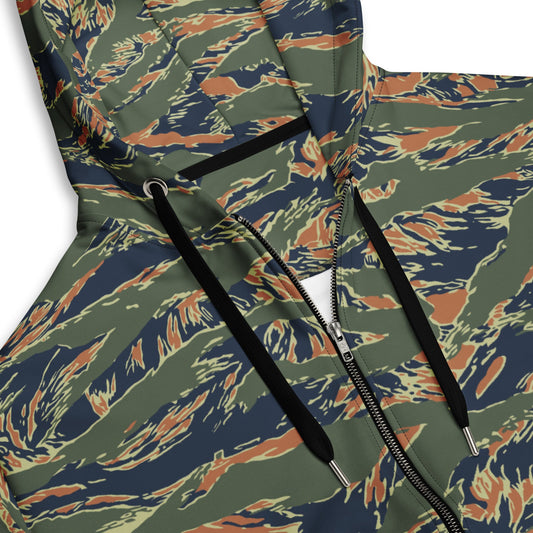 Equador Tiger Stripe Orange CAMO Unisex Zip Hoodie