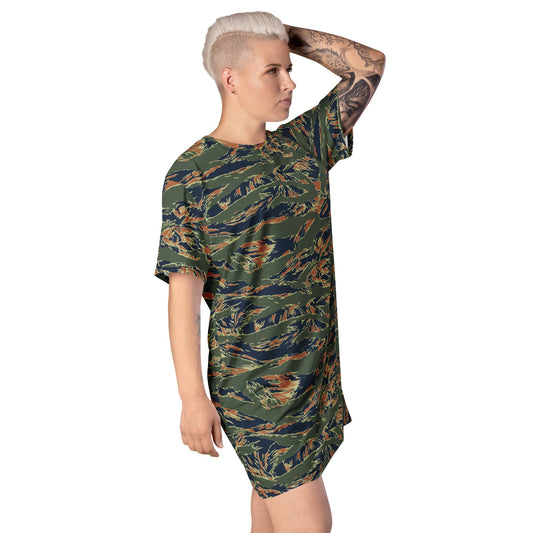 Equador Tiger Stripe Orange CAMO Womens T-Shirt Dress