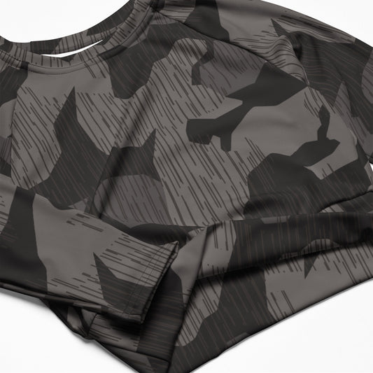 German Black Forest Splinter CAMO Womens Long-Sleeve Crop Top