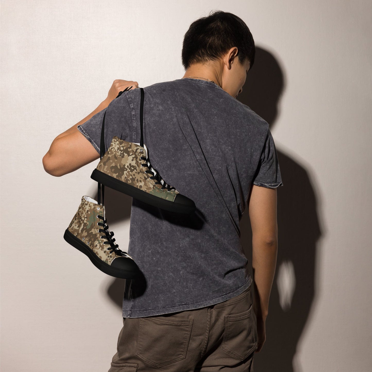 German Flecktarn Desert CAMO Mens High-Top Canvas Shoes