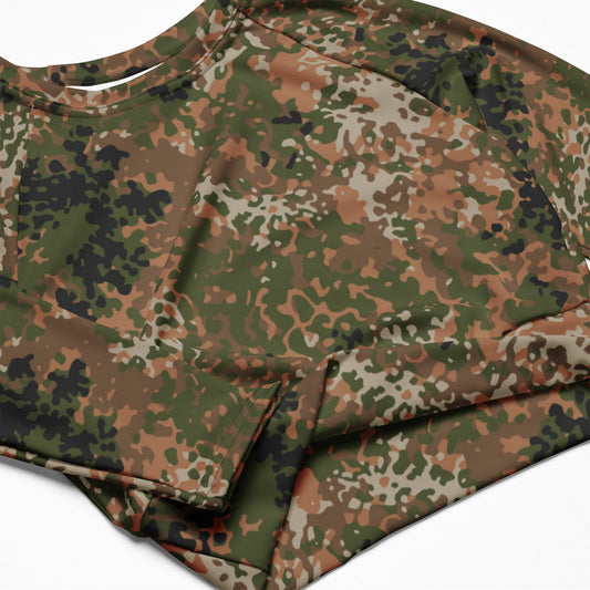 German Flecktarn Multi-terrain CAMO Womens Long-Sleeve Crop Top