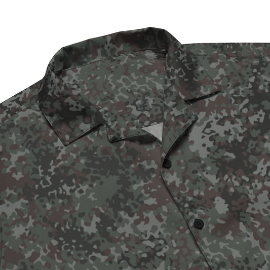 German Flecktarn Night Ops CAMO Unisex Short-Sleeve Button Shirt