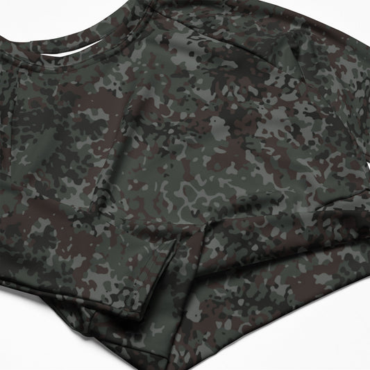 German Flecktarn Night Ops CAMO Womens Long-Sleeve Crop Top